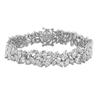 Mimi & Max 40ct TGW Created White Sapphire Cluster Bracelet in Sterling Silver-7 in