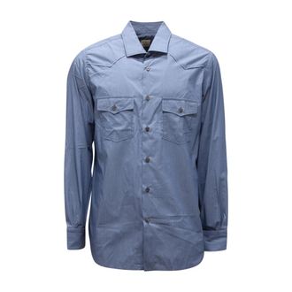 Mazzarelli Camicia Puglia - Heren - Casual Overhemden - Blauw - XL - Overhemden