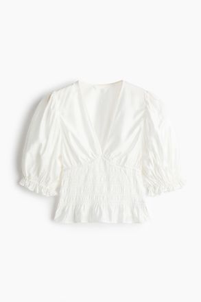 H&M Bluse mit geraffter Taille - Weiss