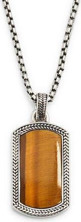 Jan Leslie Sterling Silver & Gemstone Dog Tag Pendant Necklace in Brown at Nordstrom