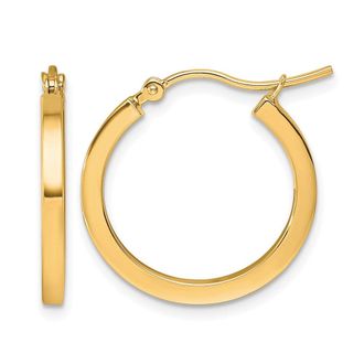 Diamond2Deal 10k Yellow Gold 2mm Square Tube Hoop Earrings