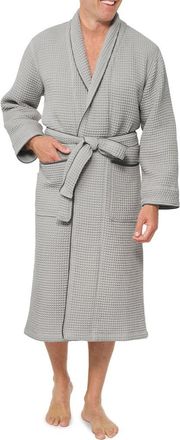 Boll & Branch Organic Cotton Waffle Robe in Pewter/Stone at Nordstrom, Size Small