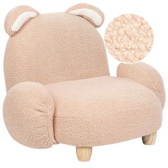 Beliani Sill&oacute;n Animales Tapicer&iacute;a Poli&eacute;ster Dise&ntilde;o Forma Conejo Muebles Para Ni&ntilde;os Moderno Beige Kanna