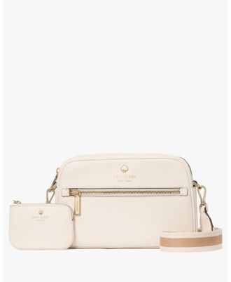 Kate Spade New York Womens Emma Pebbled Leather Small Camera Bag - White - One Size