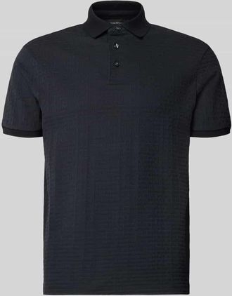 Emporio Armani Regular Fit Poloshirt mit Strukturmuster in Marine, Größe XXL