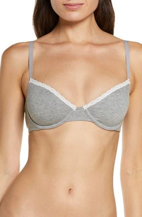 Skarlett Blue Adorned Cotton Blend Underwire Bra in Heather Grey/ivory at Nordstrom, Size 34Ddd