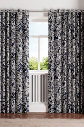 Ted Baker Vietnm Cotton Lined Curtains in Navy | Size: 228 cm width x 228 cm drop