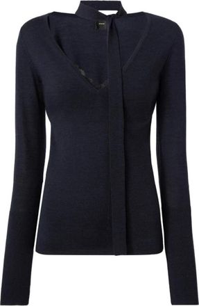 Pinko V-hals Gebreide Kleding - Dames - V-hals truien - Blauw - XS - Truien & Vesten