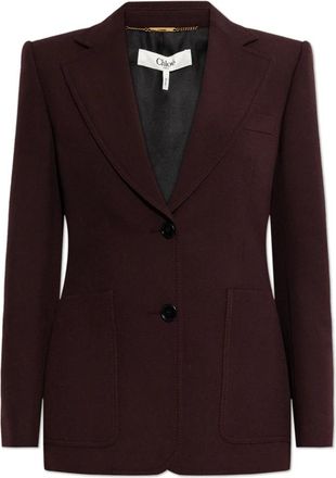 Chlo&eacute; Getailleerde Blazer met Schoudervullingen - Dames - Blazers - Rood - M - Leer - Jassen