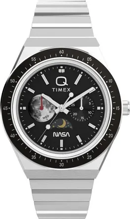 Timex Q Timex NASA 40mm Stainless Steel Bracelet Watch in Silver-Tone at Nordstrom