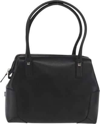 Ferragamo Vintage Handbag Leather Black Leather Handbag (Pre-Owned)