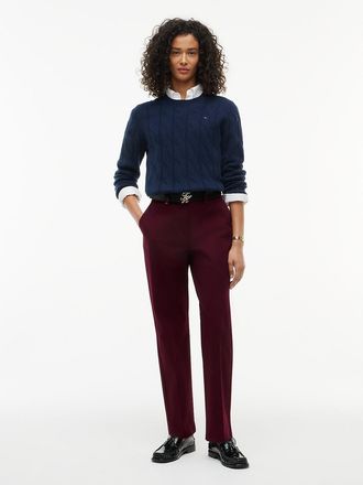 Tommy Hilfiger Womens Stretch Gabardine Slim Straight Pant - Deep Burgundy - 10