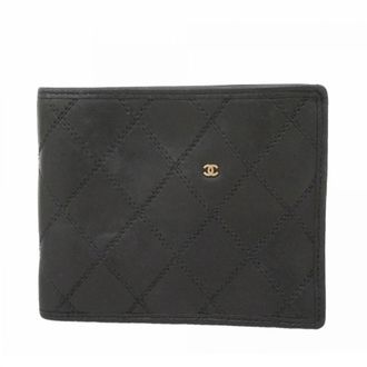 Chanel Black Leather Bill Wallet (Bi-Fold) (Pre-Owned)