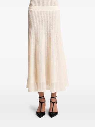 Khaite Dawn midi skirt - women - Cotton/Silk - S - Neutrals