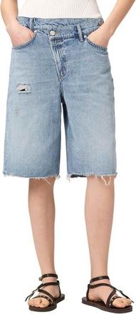 AllSaints Aki Crossover Denim Shorts in Destroy Light Blue at Nordstrom, Size 32