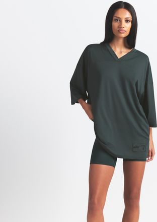 Nike Womens SKIMS Airy Oversized V-Neck T-Shirt in Green | SSSSL8629W-DKT
