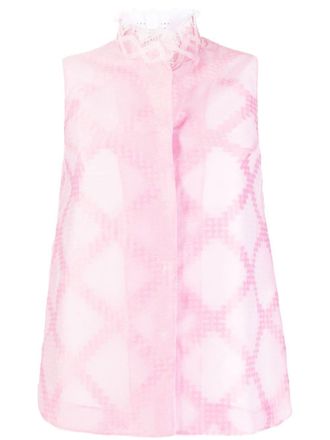 Shiatzy Chen lace-collar detail vest - women - Polyester/Mulberry Silk/Cotton/Polyamide - 36 - Pink