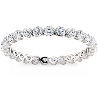Pompeii3 3/4 Ct Diamond Single Prong Eternity Ring Wedding Stackable Band White Gold