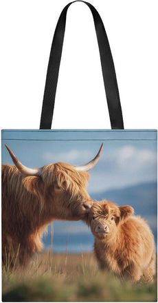 Generic Highland Cow Love Tote Bag for Women Men Shoulder Bags Purses Pouch Handbags