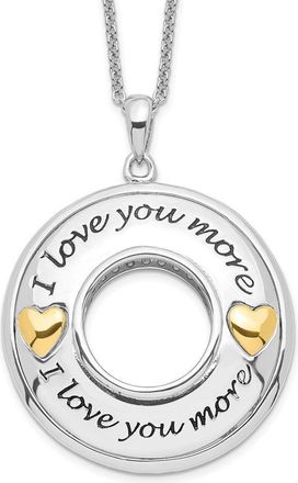 Diamond2Deal Sterling Silver Gold-plated Antiqued Cubic Zirconia I Love You More Necklace