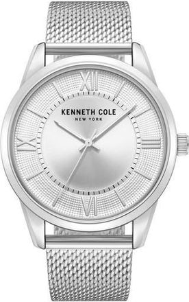 Kenneth Cole Classic Mesh Strap Watch, 44mm in Silver at Nordstrom Rack