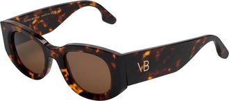 Victoria Beckham Moderne ovale zonnebril met acetaat montuur - Dames - Zonnebrillen - Bruin - ONE Size - Accessoires