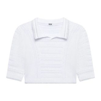 GCDS Tennis Crop Polo - Dames - Ronde hals truien - Wit - XS - Truien & Vesten