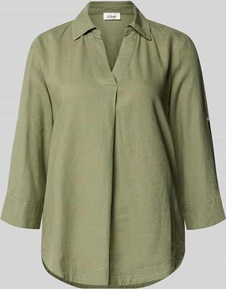 s.Oliver Red Label Relaxed Fit Hemdbluse aus Leinen-Viskose-Mix in Khaki, Gr&ouml;&szlig;e 34