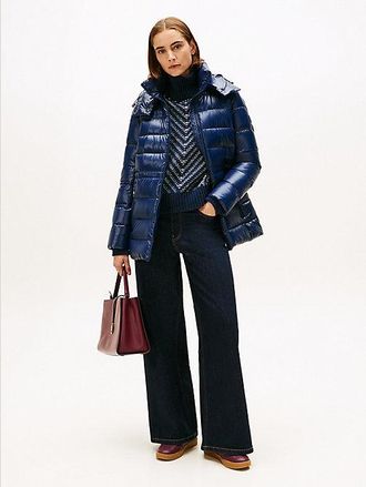 Tommy Hilfiger Abrigo acolchado brillante de plum&oacute;n