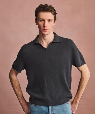 Naadam Lightweight Cashmere Short Sleeve Polo in Deep Taupe at Nordstrom, Size Xx-Large