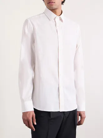 Canali Slim-Fit Striped Cotton and Linen-Blend Shirt