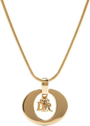 Dior 1990s logo charm chain necklace - women - Metal (Other) - One Size - Gold