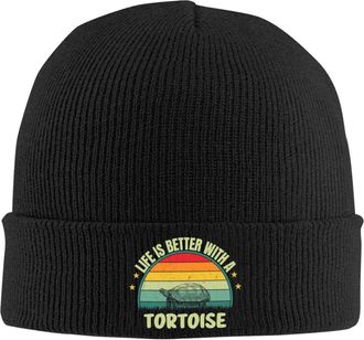 Generic Lifes is Better with A Tortoise Beanie Caps Thermal Pullover Hats Fashion Knit Hat for Men Daily Camping
