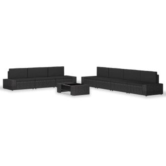 vidaXL Juego De Muebles De Jard&iacute;n 8 Piezas Rat&aacute;n Sint&eacute;tico Negro Vidaxl