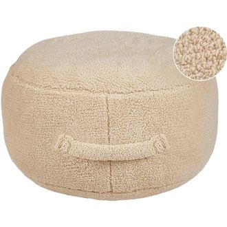 Beliani Beliani - Pouffe Cushion Round 50 x 50 x 30 cm Polyester Solid Pattern Beige Adlana