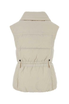 Moncler Womens Ivory Polyester Sleeveless Hallaine Down Jacket 02b Piumini