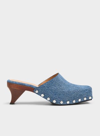 Ganni Womens June denim rivet clog Women