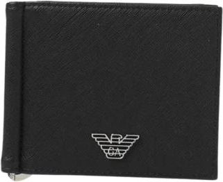 Emporio Armani Leren Geldclip Portemonnee - Heren - Portefeuilles - Zwart - ONE Size - Leer - Accessoires