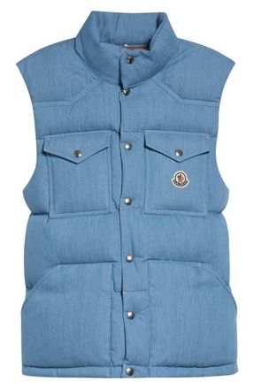 Moncler Ervional Denim Down Puffer Vest in Coronet Blue at Nordstrom, Size 4
