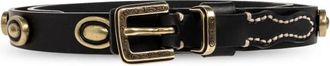 Etro Leren riem met applicaties - Dames - Riemen - Zwart - 80 CM - Leer - Accessoires