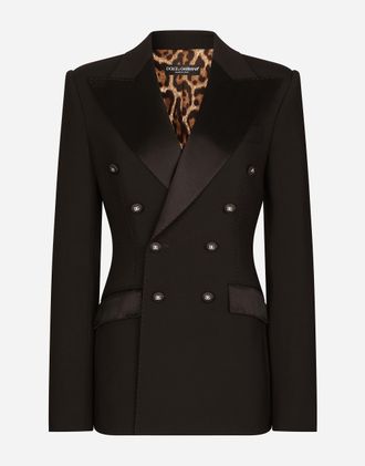 Dolce & Gabbana Satin And Duchesse Tuxedo Jacket - Woman Blazers Black Fabric 36