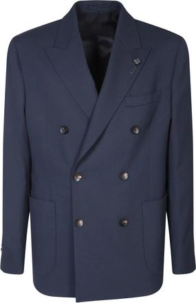 Lardini Double-breasted Wool Blazer - Heren - Business blazers - Blauw - L - Wol - Kostuums