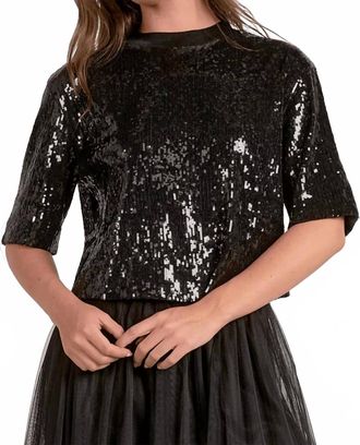 Elan Womens Sequin Top In Black