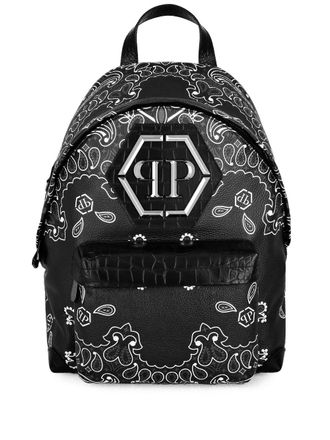 Philipp Plein logo-plaque leather backpack - men - Leather - OS - Black