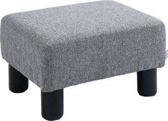 HOMCOM Chic Linen Fabric Grey Footstool Ottoman Cube With 4 Plastic Legs - Brown | TJ Hughes