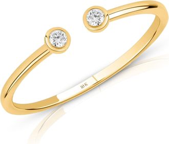MAX + STONE 10k Yellow Gold Dainty Lab Grown Diamond Open Bezel Ring