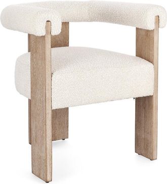 BIZZOTTO Design Stuhl Agape mit Armlehnen - Natural/Bouclé Ecru