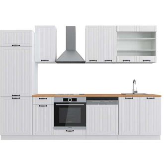 Vicco Mueble De Cocina Fame-line, Casa De Campo Blanca/blanca, 300 Cm, Et Roble