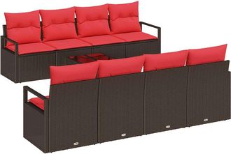 vidaXL Juego De Sof&aacute; 7 Uds. 6-n&uacute;mero De Plazas Marr&oacute;n Y Rojo Vidaxl