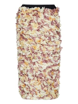 Marni flower-embellished midi skirt - women - Fabric - 38 - Neutrals